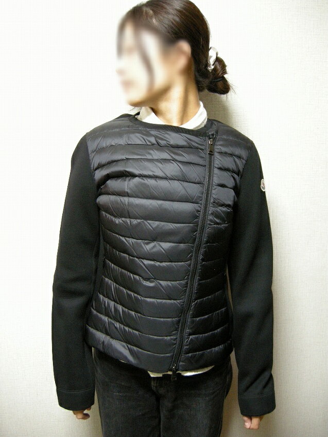 【MONCLER/モンクレール/ライダース型ライトダウンジャケット/レディース/2018-2019AW/秋冬/ダウンカーディガン/999/ブラック/ライダースダウン/ダウンパーカー/DOWN JKT/ダウンジャケット/ダウンセーター/スウェットダウン/ニットダウン/サイズS/M/L】【8456200-80932】