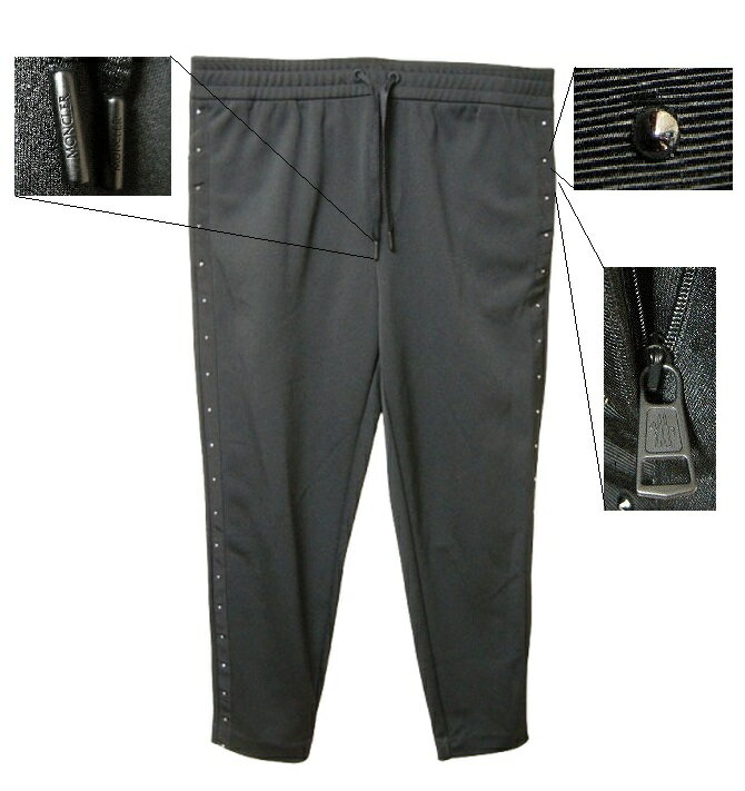 【MONCLER/モンクレール/SWEAT BOTTOM/PANTS/ジャージーパンツ/スタッズ スウェットパンツ/ジャージー素材/トラックパンツ/スエットパンツ/ジョガーパンツ/メンズ/2021-2022AW/秋冬/999/ブラック/黒/BLACK/サイズL/XL/8H00001-899A1】【ロゴワッペンなしのシンプルスタイル】