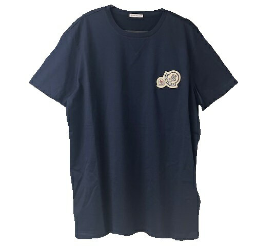 乐天商城 - 【MONCLER/モンクレール/MAGLIA T-SHIRT/半袖 Tシャツ/TEE/2連ロゴワッペン/ダブルロゴ/DOUBLE LOGO/2025SS/春夏/773/ダークネイビー系/ナイトブルー/メンズ/8C00075-8390Y】【サイズXL】