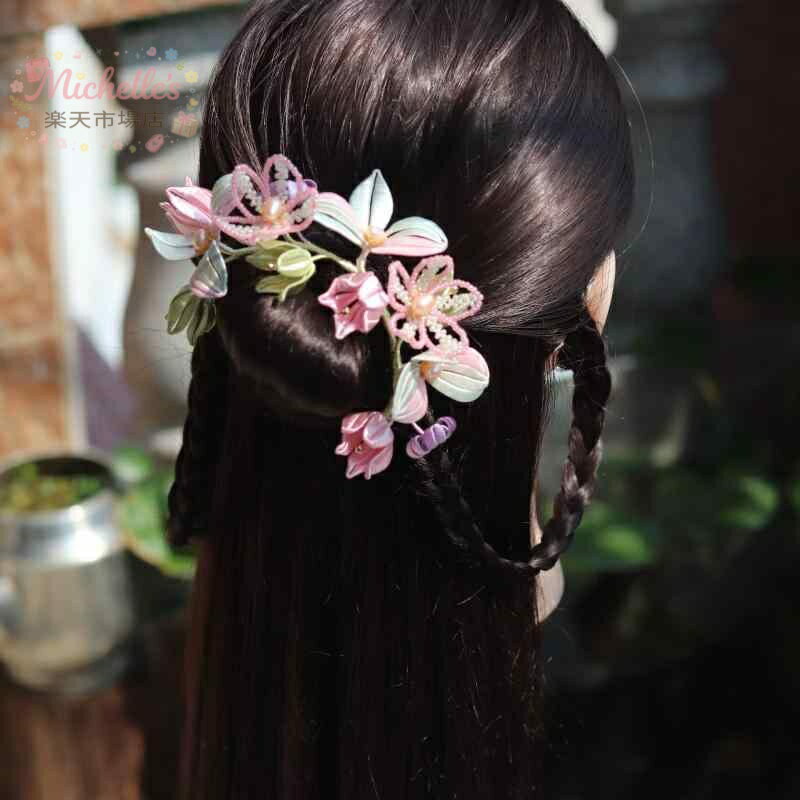 樂天商城 - ヘアアクセサリー 漢服 チャイナドレス 和装 古風 レトロ 組紐細工 花 パール かんざし ヘアクリップ ヘアコーム 成人式 卒業式 結婚式 ヘッドドレス アレンジ自在