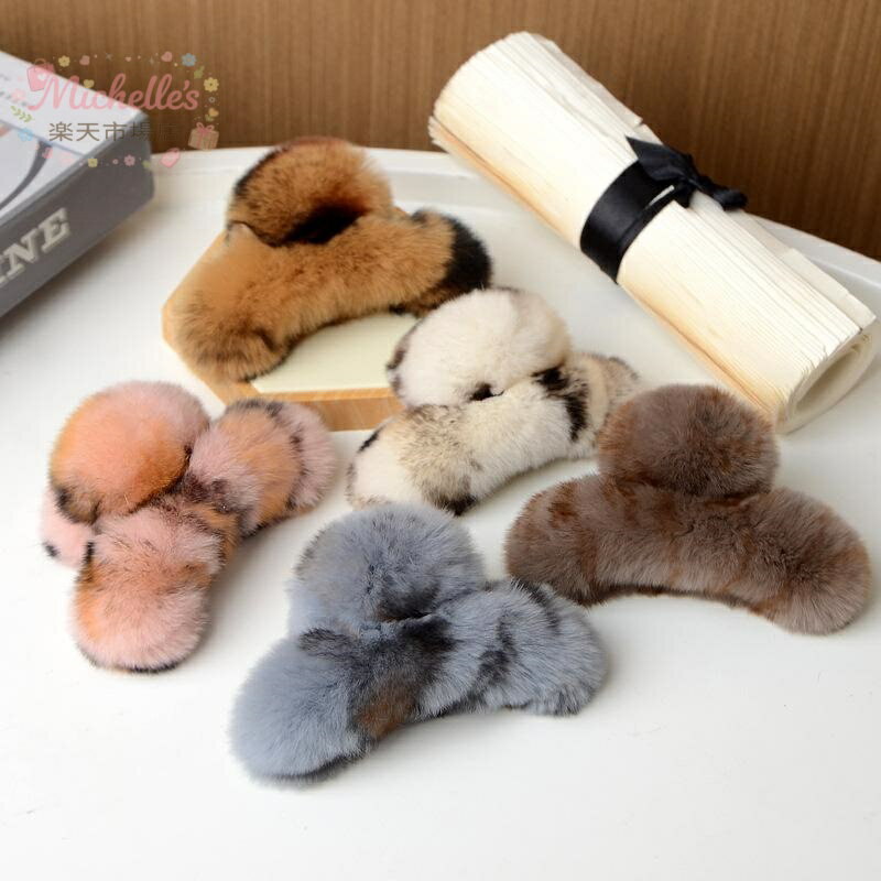 ヘアアクセサリー レディース 大きめ リアルレッキスラビットファー ヘアクリップ ...
