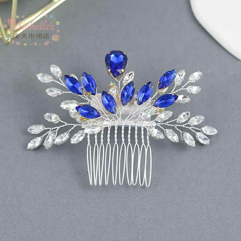 樂天商城 - ヘアアクセサリー レディース ブライダル 結婚式 髪飾り ヘアコーム 合金 手作りビーズ 電気メッキ ラインストーン ハート形 上品 発表会 パーティー アップヘア 赤 緑 青