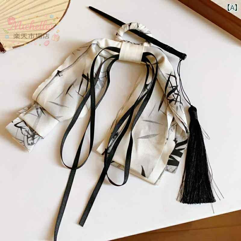 樂天商城 - かんざし レディース 蝶結 タッセル 水墨画 竹節 デザイン レトロ モダン 中国風 高級感 布 ヘアアクセサリー 髪留め ヘアピン 個性的 ユニーク 普段使い かわいい おしゃれ 白 黒 緑