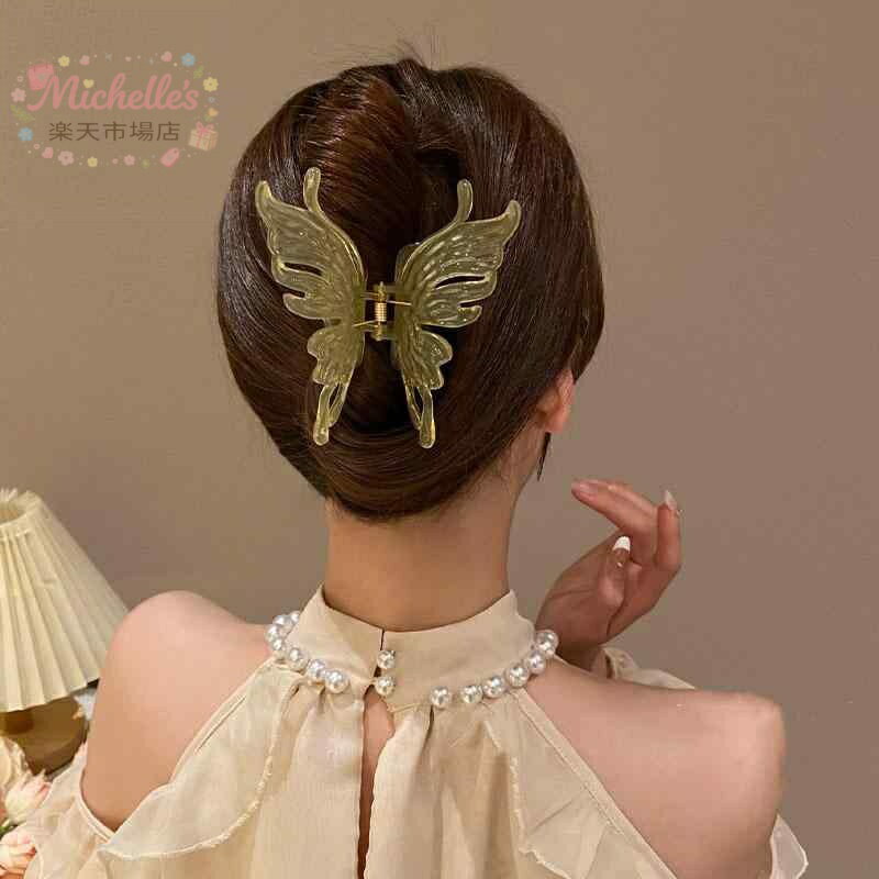 樂天商城 - ヘアアクセサリー レディース アクリル バタフライ バンスクリップ 大ぶり 高級感 個性的デザイン 髪留め まとめ髪 ヘアアレンジ エレガント 上品 普段使い オフィス カジュアル お洒落 クリア素材