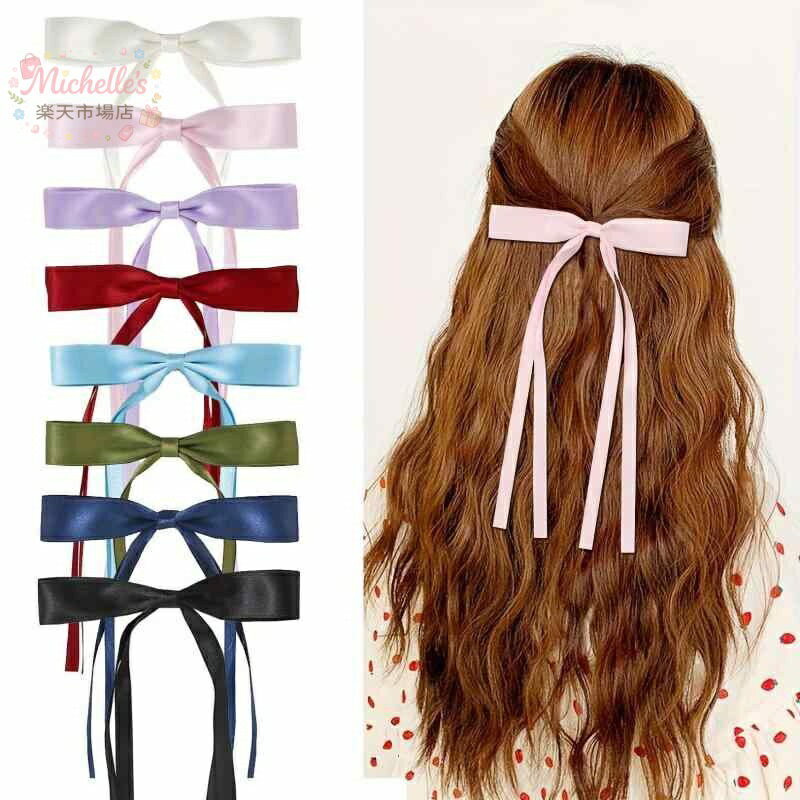 樂天商城 - ヘアアクセサリー レディース リボン バタフライボウ バナナクリップ かわいい サイド ピン 布製 手作り 春 レトロ風 アーティスティック 普段使い 多色 白 黒 ピンク