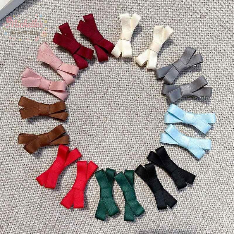 樂天商城 - ヘアクリップ レディース 韓国風 シンプル 上品 サイド バング セット コットン 蝶結 かわいい ヘアアクセサリー 布製 手作り 黒 緑 ピンク 春 普段使い