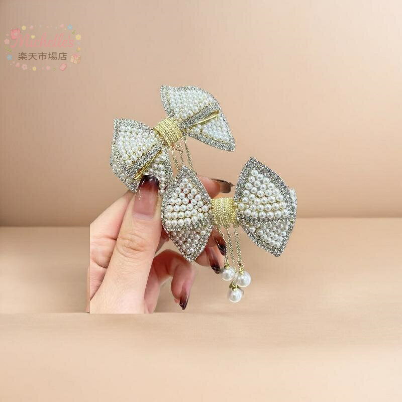 樂天商城 - ヘアアクセサリー レディース バタフライ リボン フリンジ パール クリスタル スプリング ヘアクリップ 後頭部 ハーフ 合金 春 おしゃれ かわいい レトロ 上品 少女 普段使い