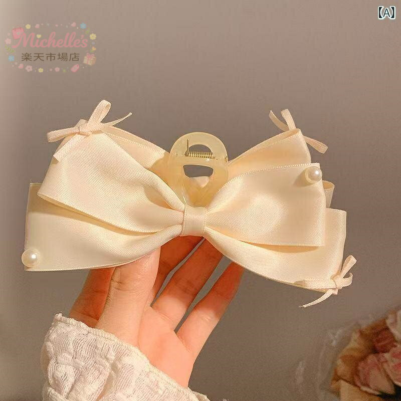 乐天商城 - 【楽天スーパーSALE】ヘアクリップ レディース 蝶結び パール シンプル 多用途 高級感 布製 かわいい 甘美スタイル オフホワイト ピンク 春 髪留め ヘアアクセサリー 女性用 手作り 人気ヘアアレンジ
