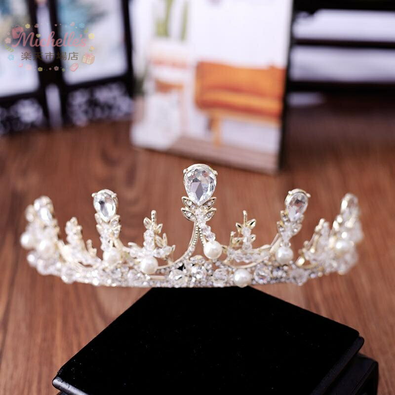 【楽天スーパーSALE】ティアラ レディース 高級感 クリスタル 欧風 金 銀 花嫁 クラウン ヘッドドレス ヘアアクセサリー 結婚式 パーティー 撮影用 電気メッキ加工 白水晶 合金 ヘアオーナメント おしゃれ かわいい