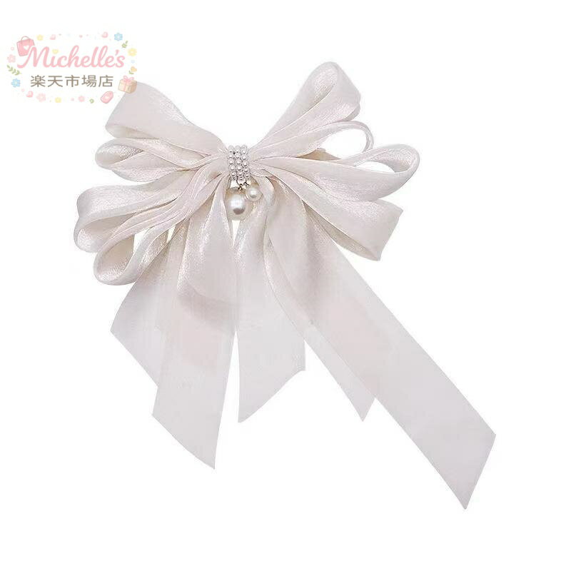 樂天商城 - ヘアアクセサリー レディース 韓国風 大型 蝶結 パール リボン スプリング クリップ 後頭部 固定 かわいい 爽やか 甘め 夏 ピンク ベージュ 普段使い ヘアアレンジ