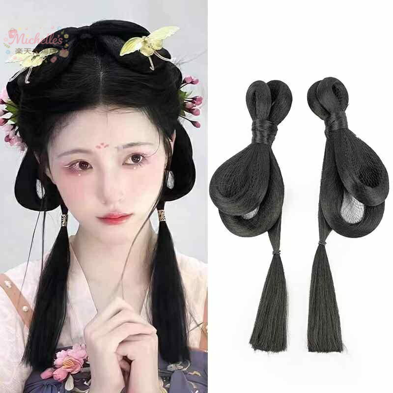 樂天商城 - ヘアアクセサリー レディース ウィッグ 古風 唐朝風 お団子 アップヘア ヘアバン ヘアカバー ヘアパッド 合成繊維 中長ヘア 耐熱 スタイルチェンジ 顔型修飾 クラシカル ビンテージ