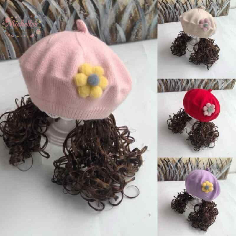 【楽天スーパーSALE】帽子 ベビー 女の子 ベレー帽 ウィッグ一体型 付け毛 長い巻...