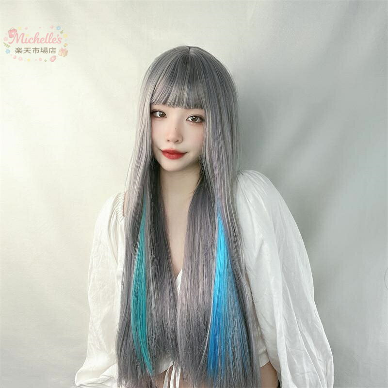 樂天商城 - エクステ レディース ワンタッチ ストレート グラデーション 耳掛けカラーメッシュ 耐熱ファイバー 簡単装着 襟足ウィッグ ファッション コスプレ イベント ピンク系 アッシュ系