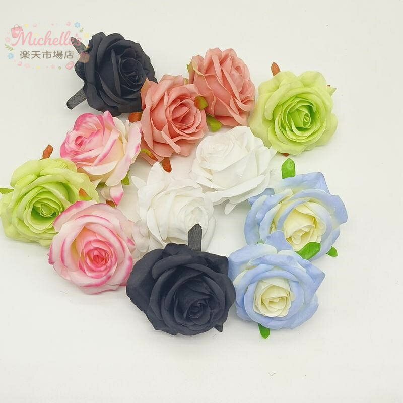 樂天商城 - フラワーアクセサリー 手作り 素材 バラ 造花 絹花 ドライフラワー ポリエステル布 ヘアフラワー ヘアバンド かんざし 胸花 コサージュ ウェディング アウトドア 撮影道具 インテリア 白 ピンク 緑
