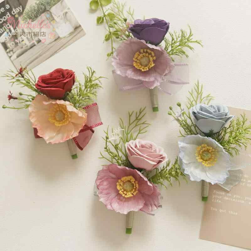Ceremony, Events Services - コサージュ ゲスト ウェディング 結婚式 披露宴 パーティー お呼ばれ 式典 造花 バラ ブートニア リストブーケ エレガント 上品 華やか 西洋風 韓国風 レッド ピンク ブルー シャンパン ホワイト