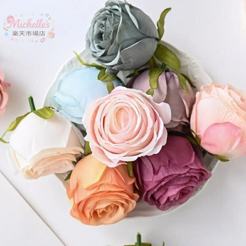 Other - 造花 バラ 皇妃 絹花 人工花 リアル コサージュ 胸花 材料 DIY 手作り 単枝 結婚式 インテリア デコレーション 写真小道具 アウトドア ミルクホワイト ローズ グリーン
