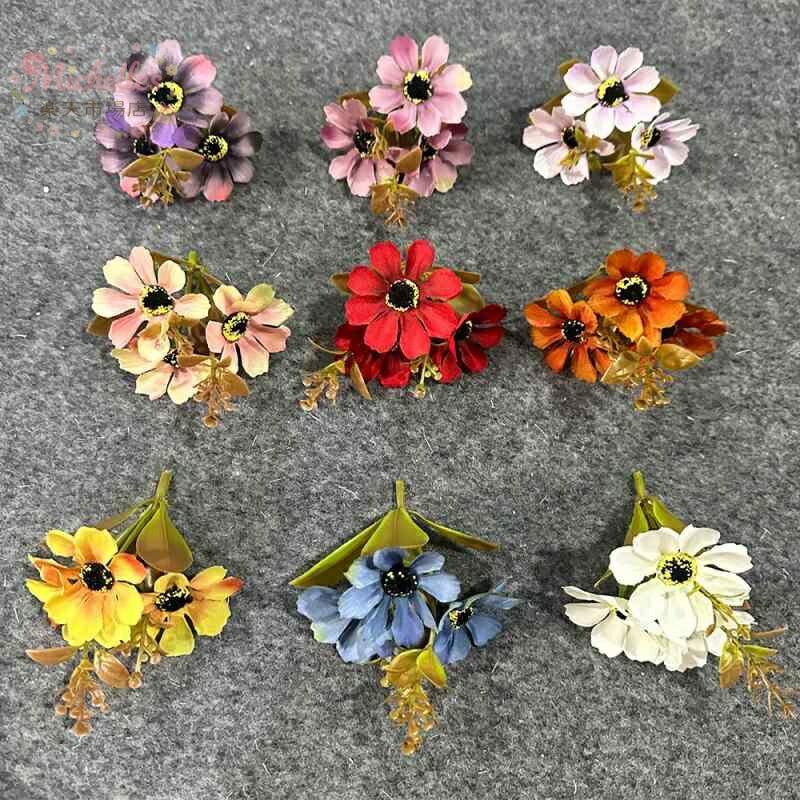 樂天商城 - フラワーアクセサリー ひまわり 花頭 3輪 リアル造花 絹花 DIY 材料 手作り 花冠 花輪 結婚式 ウェディング 胸花 ブローチ 古風 コスプレ ヘッドピース ヘアピン 白 赤 黄 おしゃれ かわいい アウトドア 撮影 インテリア