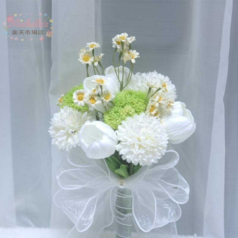 樂天商城 - ウェディングブーケ 花嫁 結婚式 前撮り ロケーションフォト 森系 ナチュラルテイスト 造花 アートフラワー 絹花 シルクフラワー 会場装飾 オフホワイト アイボリー ピンク系 花束