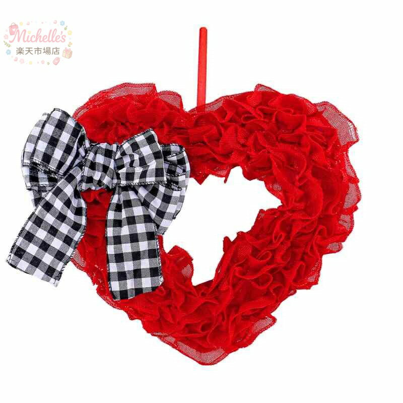 乐天商城 - 【楽天スーパーSALE】造花リース バレンタイン レッド 赤 おしゃれ ウェディング 結婚式 布製 ハート型 かわいい ドア飾り 壁飾り インテリア デコレーション ギフト 記念日
