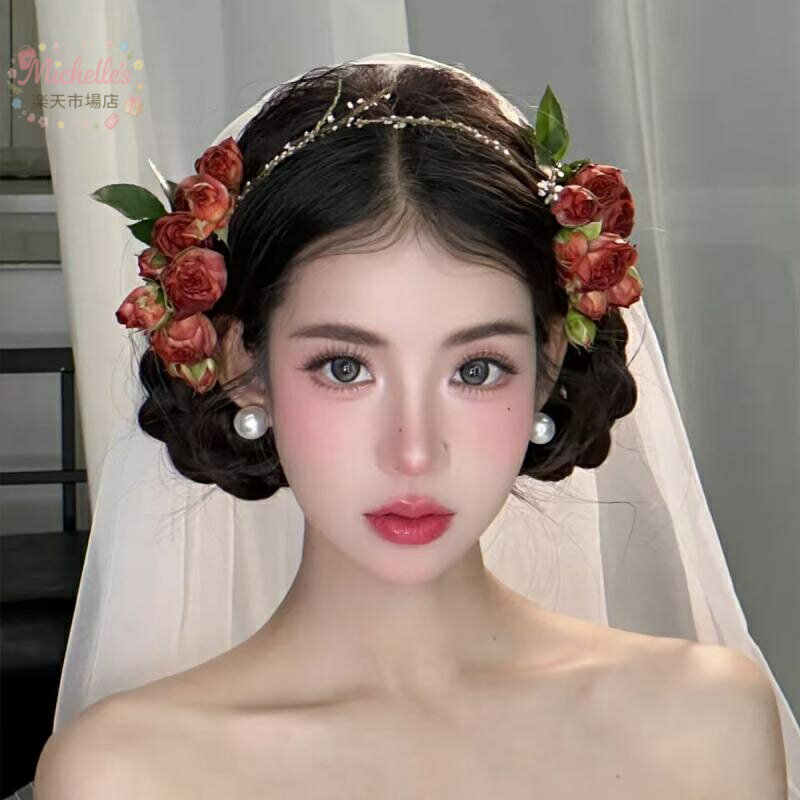 樂天商城 - ヘアクリップ レディース 森ガール風 ナチュラル 造花 ローズ フェイクフラワー ポリエステル ダックビルクリップ ハンドメイド ブライダル 結婚式 ドレス パーティー 上品 髪飾り