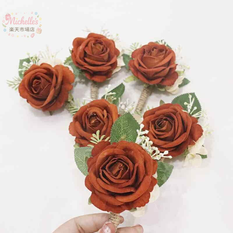 樂天商城 - コサージュ ゲストコサージュ リストブーケ ウェディング 結婚式 ブライダル 披露宴 パーティー 式典 ビジネス 造花 アートフラワー オレンジ 飾り花 腕飾り 華やか 上品 ギフト
