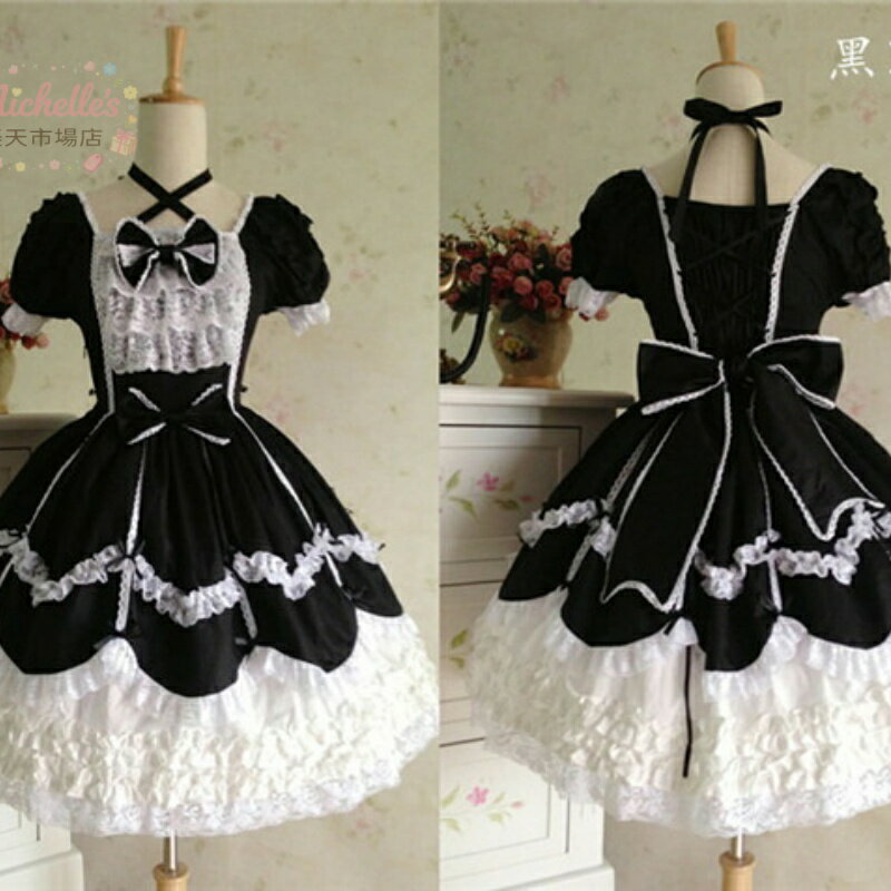 全7色 ロリータ ワンピース ゴスロリ ゴシック コスプレ メイド 衣装 コスチューム...