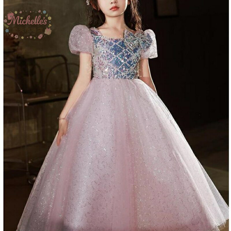 【楽天スーパーSALE】子供ドレス 女の子 ピアノ発表会ドレス ロングドレス 女児ドレス パフスリーブ プリンセスドレス 女の子ドレス スパンコール キラキラドレス キレイめ 子供 フォーマルドレス キッズドレス 演奏会ドレ - 3