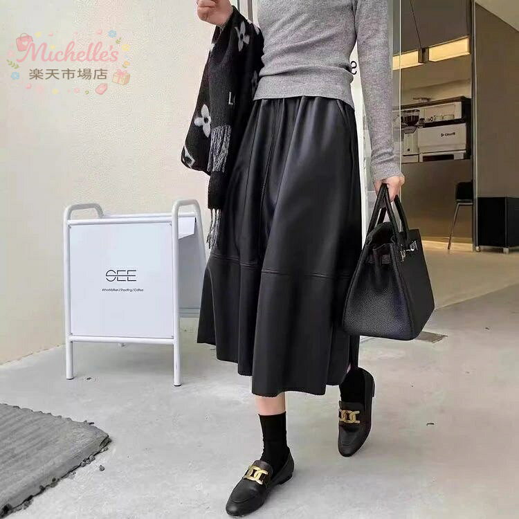 【楽天スーパーSALE】レディース フレアスカート レザー ロングスカート 女の子 PU スカート マキシ丈 大きいサイズ ハイウエスト 着痩せ Aライン 合皮 ゆったり ボトムス フォーマル 普段着 オフィス 通勤 女子会 お呼ばれ 春 秋 冬 無地 michelles-store-10015714 michelles楽天市場店 サンプル画像3