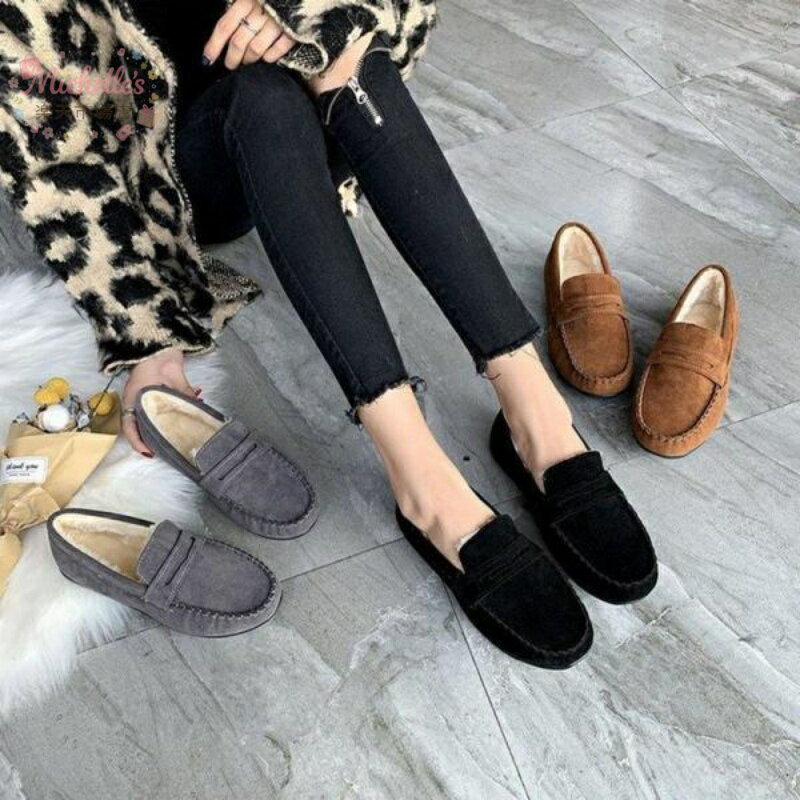 モカシン レディース 暖かい パンプス スリッポン ボア ファー フラット おしゃれ ...