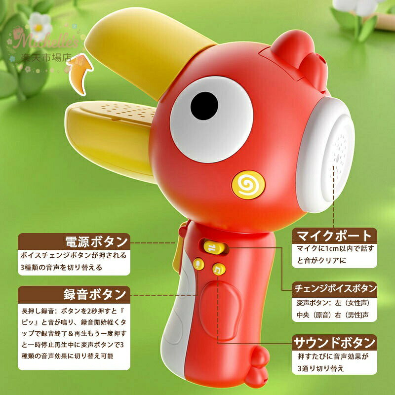 michelles楽天市場店のキッズメガ ホンボイスチェンジャー おもちゃ 鳥の声 いたずら 多機能おもちゃ 早期学習 音声 楽しいおもちゃ 子供向け メガホンデバイス｜アングル2