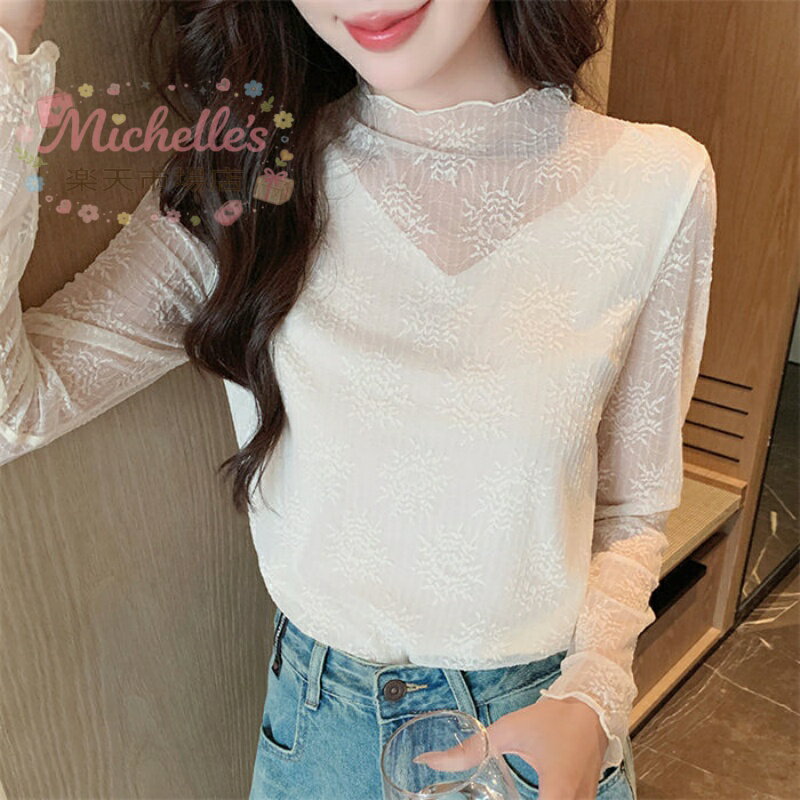 樂天商城 - トップス レディース カットソー 長袖 防寒 あったか お呼ばれ 厚手 花柄 インナー 秋冬 トップス ニット ふわふわ セーター 20代30代40代 ハイネック セーター 無地