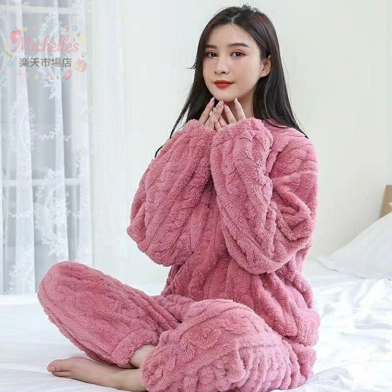 ！パジャマ レディース ルームウェア 上下セット 秋 冬 もこもこ 部屋着 長袖 リラックス 厚手 寝間着 あったか 可愛い 長ズボン ふわふわ