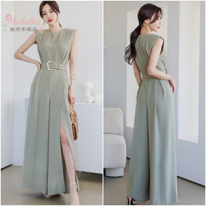 樂天商城 - 結婚式ドレス ジャンプスーツ 大きいサイズ XL スリット ワイドレッグパンツ ノースリーブ ナイロン きれいめ エレガント フォーマル