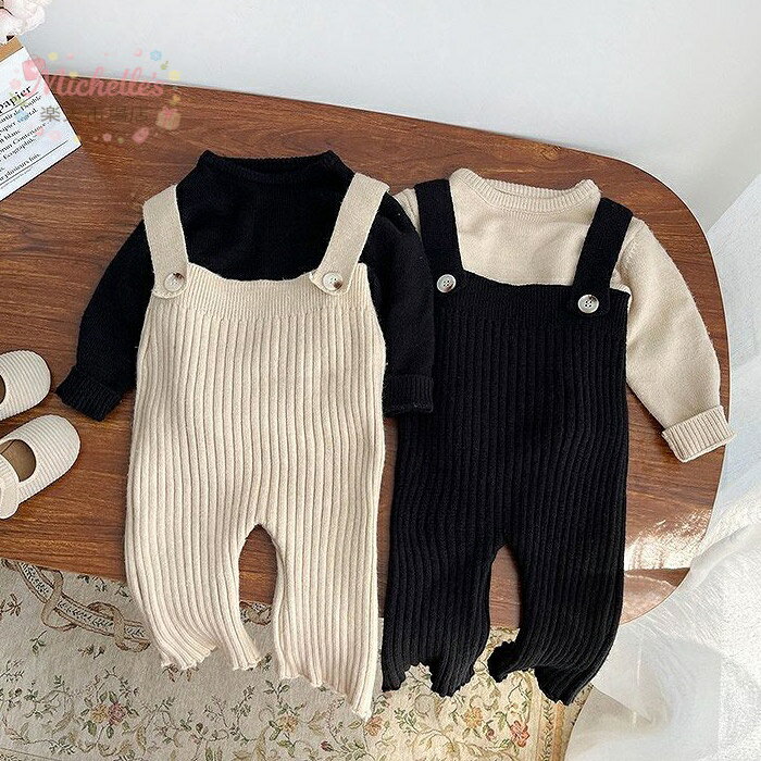 樂天商城 - 選べる長袖ニット付き サロペット 2点セット 長ズボン セーター ベビー服 子供服 66 73 80 90 100 赤ちゃん オールインワン つなぎ カバーオール キッズ セットアップ シンプル 子供服 女の子 男の子 誕生日 ユニセックス 春 秋 おしゃれ 可愛い