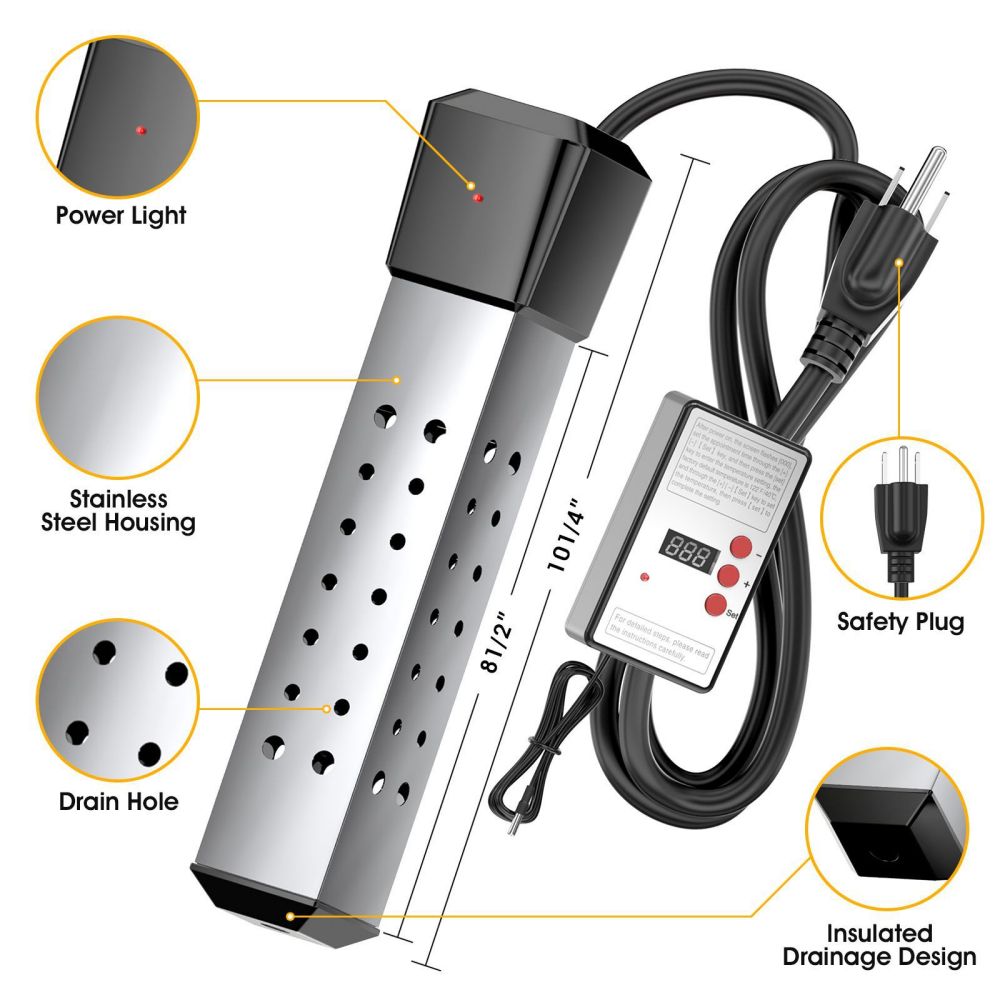 新入荷★ 角型110 V湯沸かし棒 電気 湯沸かしヒーター プール 風呂 湯沸かし ポータブル給湯器 温度70°..