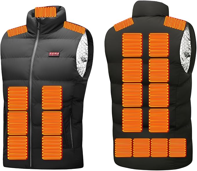 発熱ベスト 防寒対策 USBスマート定温加熱服付き加熱ベスト、冬用屋外暖房電気ベスト 防水加工 23区独立温度制御 男女兼用 10秒で暖まる アウトドア 仕事用 対応（パワーバンクは別途購入する必要があります）