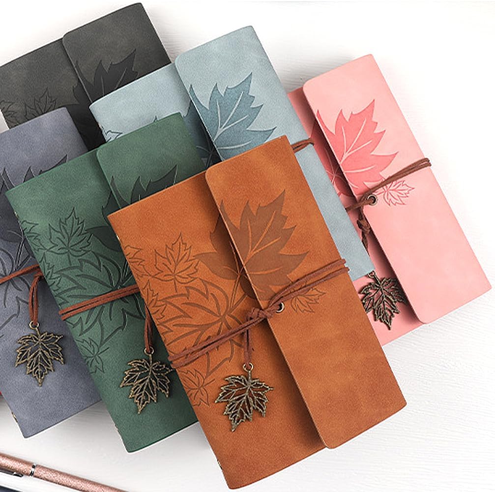 A7 ¥A6アンティークノート 罫線入りノート 手帳 紅葉ノートメモ帳 ダイアリー 日記 リングノートPU 無地 ダイアリー レトロ日記帳 手帳 ルーズリーフ 6穴リング 差し替え可 アンティーク レトロ 旅行ノート 文房具 オフィス用品 卒業記念品