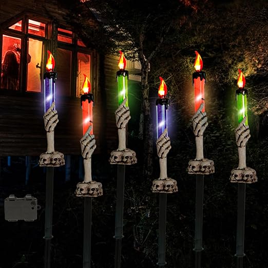 ハロウィン飾りライト キャンドルライト 太陽電池式 地中埋込型 屋外 骸骨 手骨 人気 鬼 ホラー 怖い グッズ 髑髏 模型 モデル 肝試し パーティー グッズ お化け屋敷 装飾 バー 店飾り 屋外 パティオ 庭 芝生用 ハロウィン/パーティーなどに適用