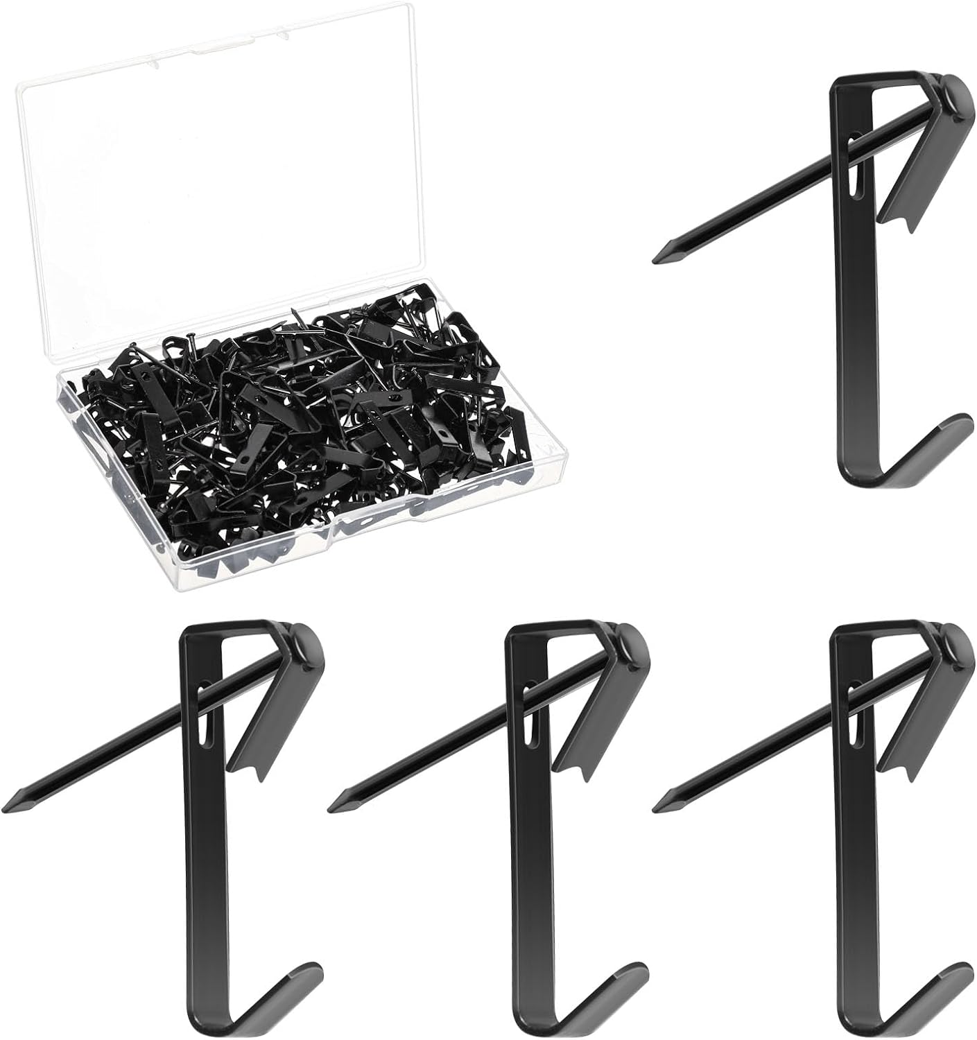 ピンフック 100個セット（100フック+100針先）金属 錆びない 耐荷重約30ポンド(13.61kg) 画鋲 フック ..