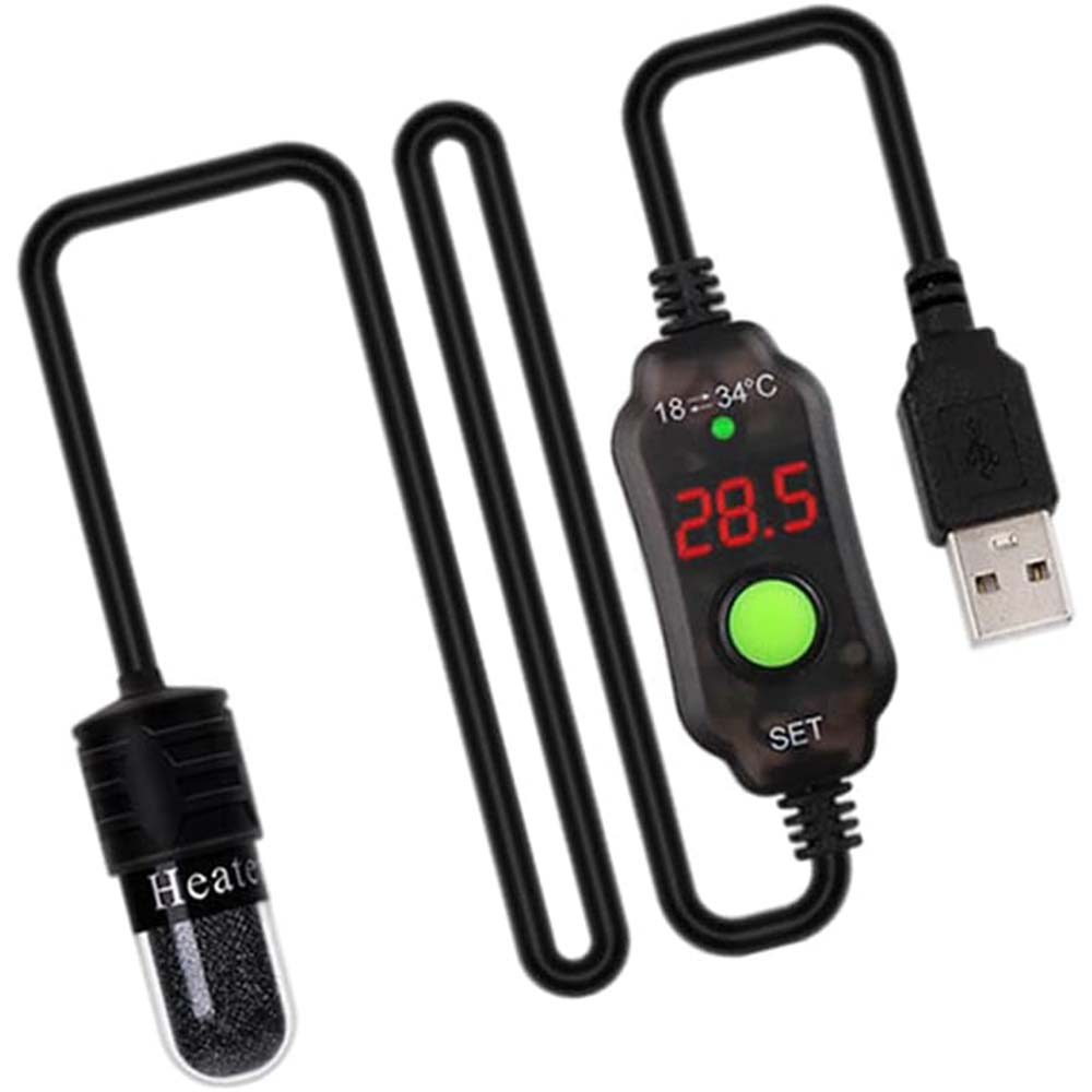 小型水槽用ヒーター サーモスタット 10W USB 給電式暖房用ロッド デジタル 水族館水槽ヒーター 調節可..