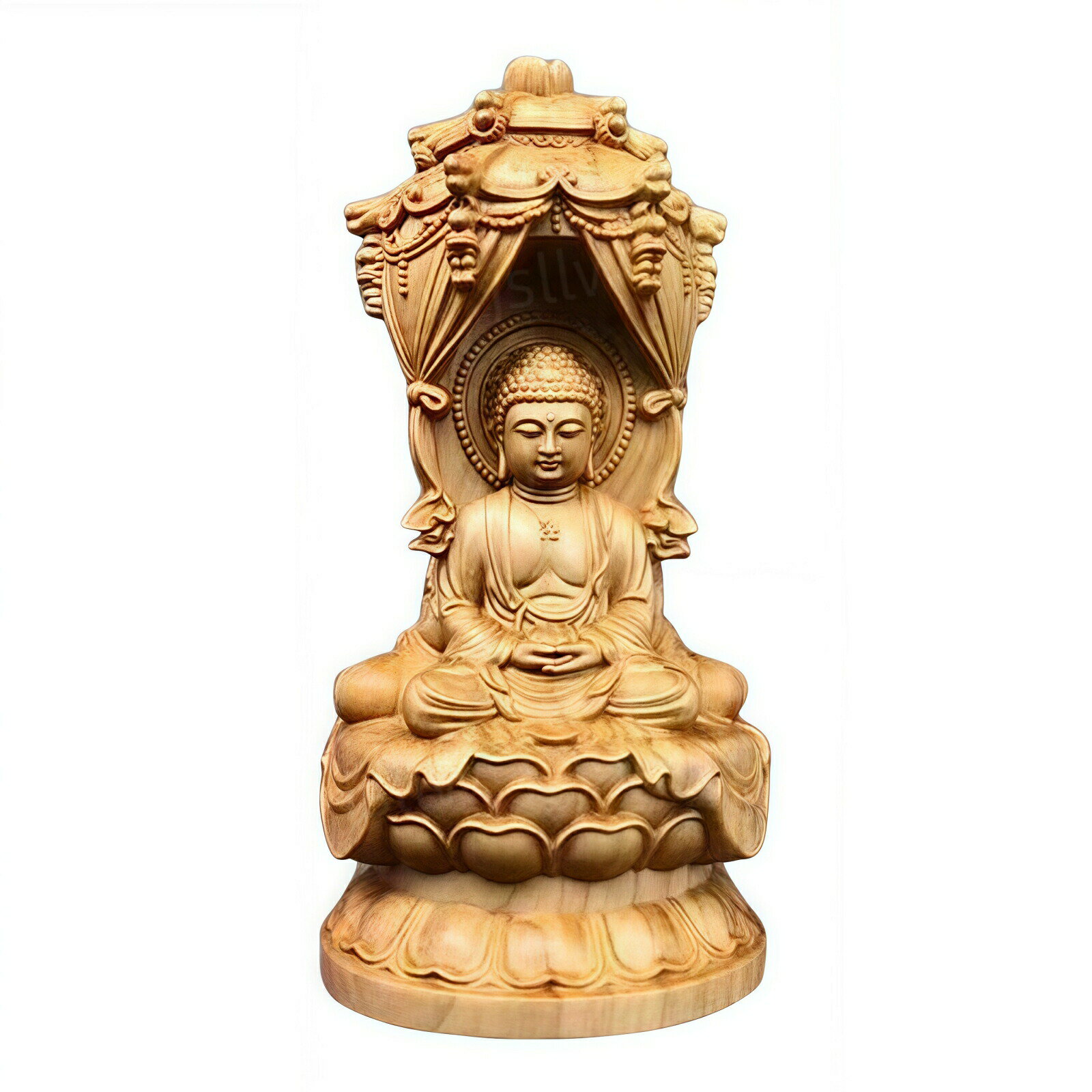 仏像 木彫 仏像彫刻 フィギュア 12cm お釈迦様 ブッダ 三面像 西方三聖塔 如来仏 座禅 蓮華座 木彫り 仏具 禅インテリア オブジェ コンパクト 父の日 母の日 誕生日プレゼント 敬老の日 置物 家庭供養 工芸品 敬老の日