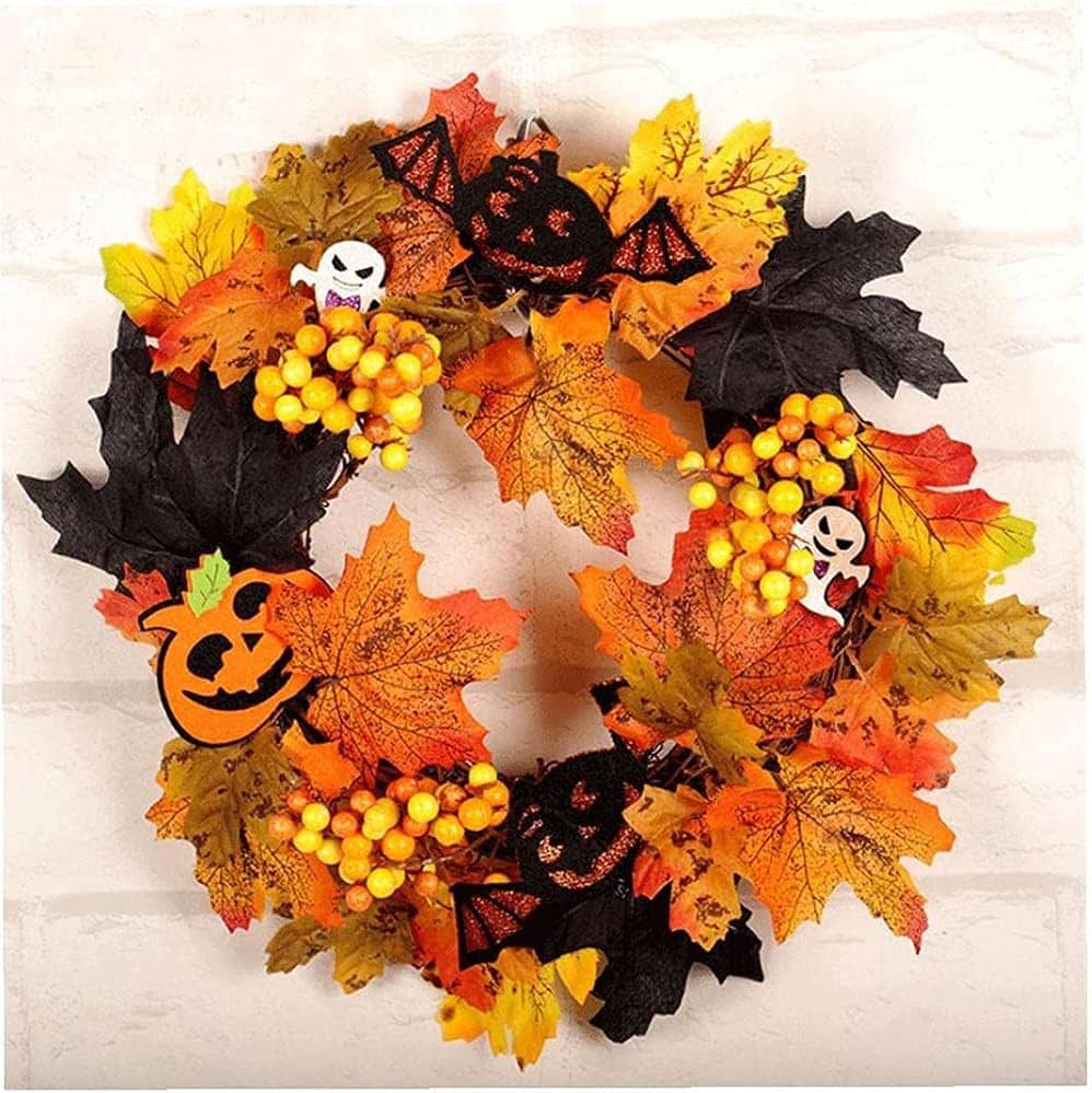 ハロウィン カエデ葉 花輪 ハロウィン装飾 ガーランド LEDライト ドア フレーム 暖炉 装飾 雰囲気作り ..