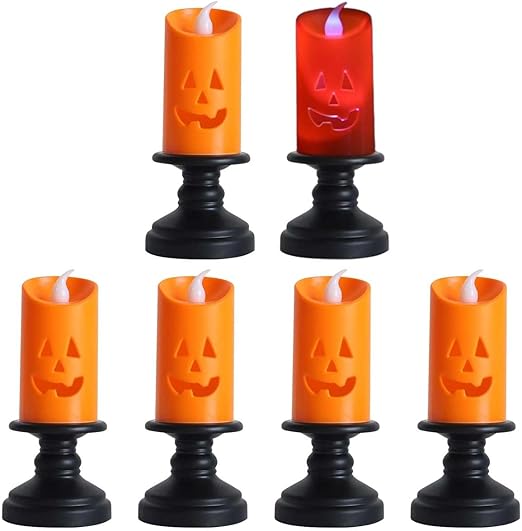 楽天michikostoreハロウィン新商品！キャンドルライトカボチャランタン 装飾キャンドル ランタン LED電子キャンドル クリエイティブ照明 ナイトライト 6個セッ