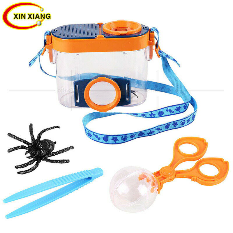 昆虫観察ボックス 昆虫採集キット 拡大観察ケース 拡大鏡 2.6倍 4.5倍 昆虫検査ボックス 顕微鏡 自然探..