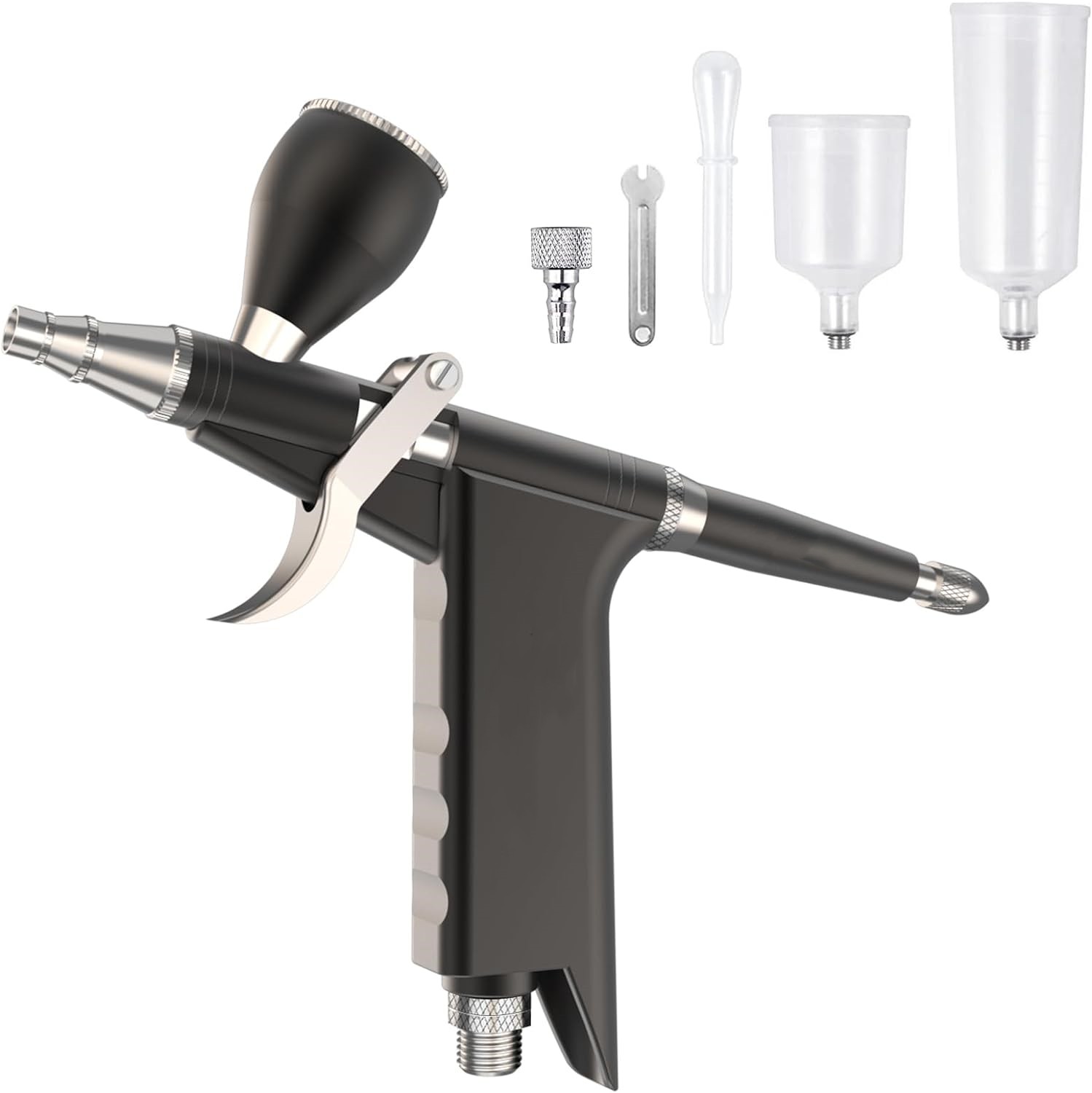 新型 エアブラシ トリガー式 0.3 ハンドピース ダブルアクション 塗料カップ分離型 エアーブラシ 塗装工具 プラモデル 軽量 充電式コンプレッサーに接続可能 7/20/40の塗料カップ付き 塗装 カーモデル 下地塗装 初心者