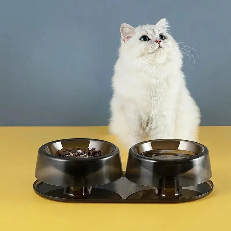 ペット用 猫犬兼用 ダブルボウル エサ皿 転倒防止 滑り止め設計 高さ調整式 首の負担軽減 保護頸椎 フ..