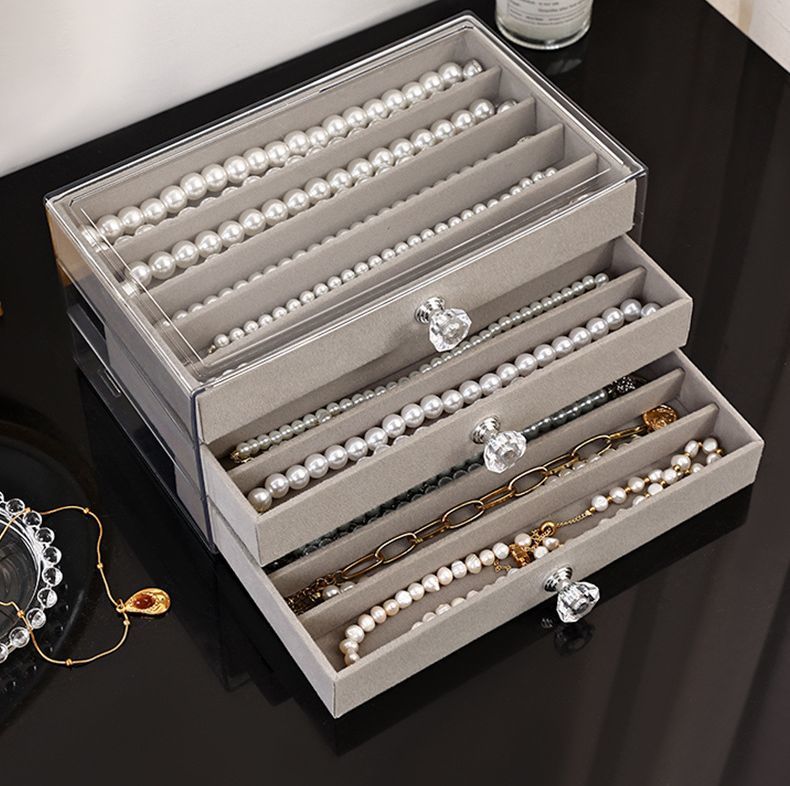 アクセサリーケース アクセサリーボックス ネックレス用 引き出し 3段 仕切り付き クリア 透明 ジュエ..