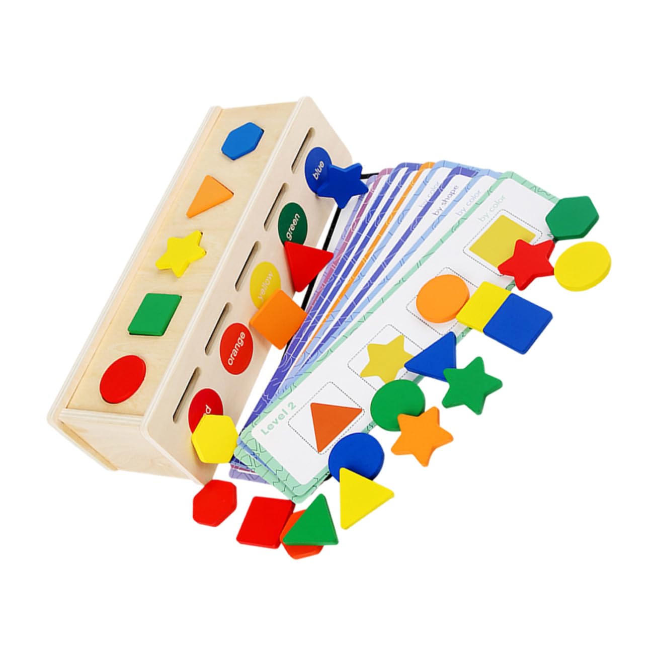 木製カラー形状マッチング知育 幼児用指先トレーニング デスクトップ学習ボックス 手指協調と色認識促..