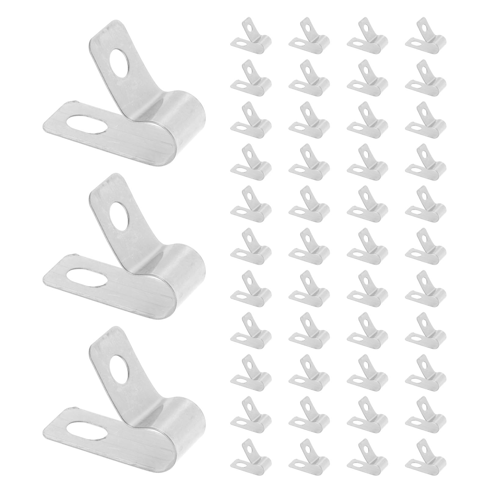 100個入り ステンレススチール製ケーブルクランプ - R型ワイヤークリップ 絶縁チューブホルダー 耐火管..