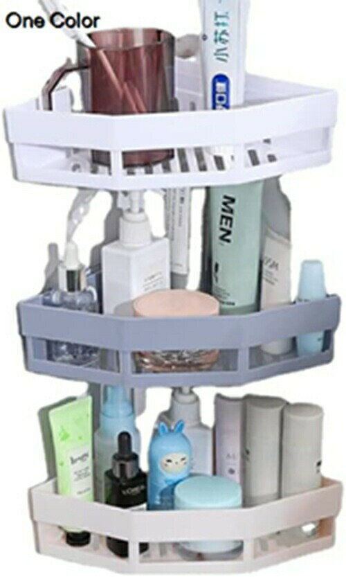 浴室ラック コーナー 三角 強力粘着固定 3段式 穴開けない 傷つけない 貼り付け跡なし シャンプー置き ..